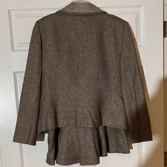 Albert Nipon Brown Blazer with Embellished Collar